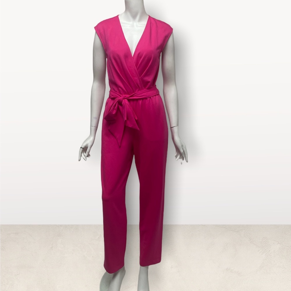 Trina Turk Hot Pink Sleeveless Wrap Jumpsuit